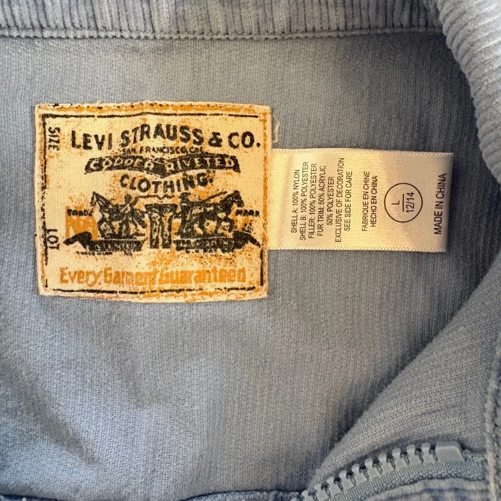 Levi's Youth Girls Light Blue Corduroy Button‎ Up Jacket Size Large